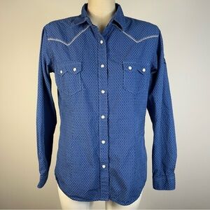 Panhandle Slim Blue Women Western Snap Button-Down Shirt M